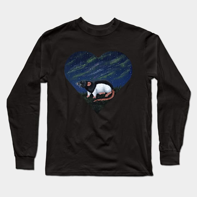 Rat and Northern Lights Long Sleeve T-Shirt by WolfySilver